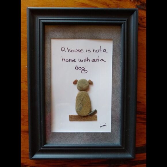 A House Is Not A Home With Out A Dog Pebble Art by Mimi 5x7 Framed Wall Decor - Picture 1 of 1